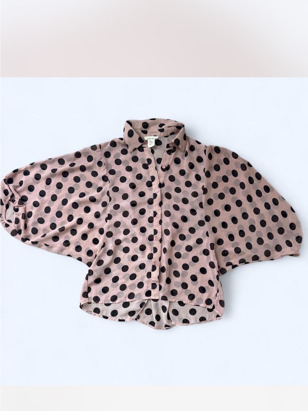 Sans Souci Blush Pink Blouse with Black Polka Dots